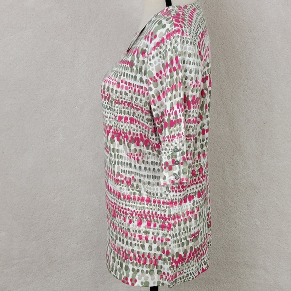 Chico's Drops Of Rain Sadie Boat Neck Button Elbow Sleeve Knit Top S ( 1 ) NEW - Picture 4 of 10